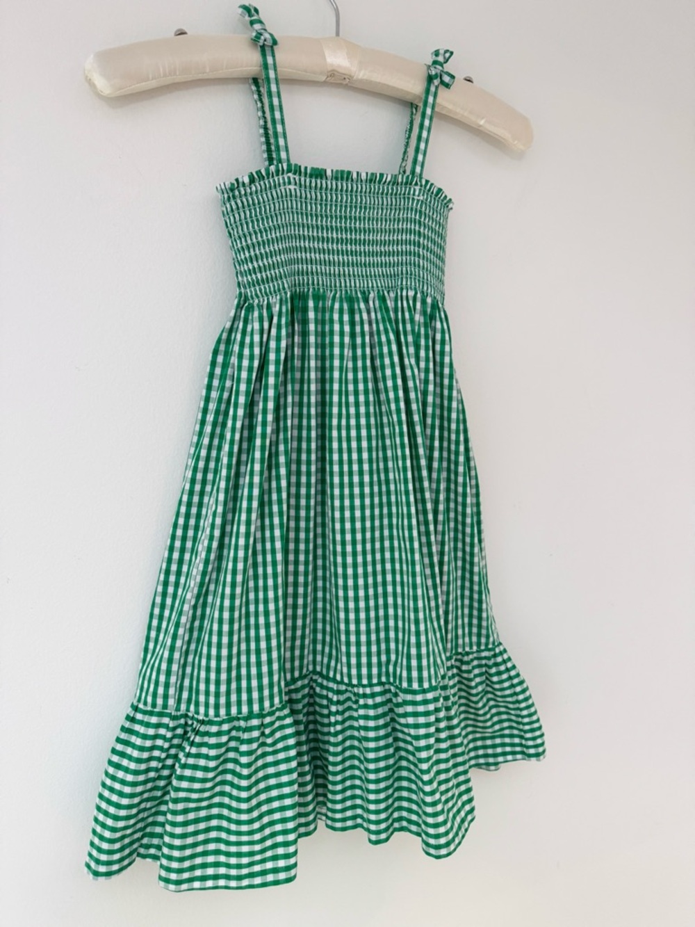 Little English Green Gingham Smocked Sundress with Ruffle Hem, Size 5 - Picture 5 of 10